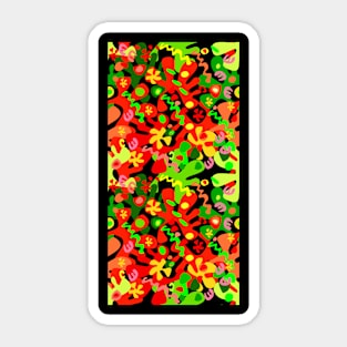 Garden of Abstract Delights on Black Vertical Double Sticker